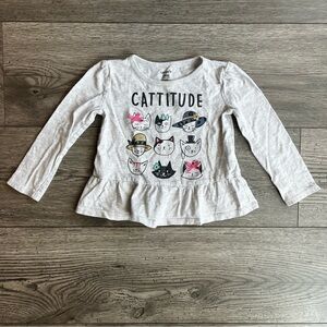 Carter’s Toddler Girl Cattitude Long Sleeve Peplum T-Shirt 24 Months
